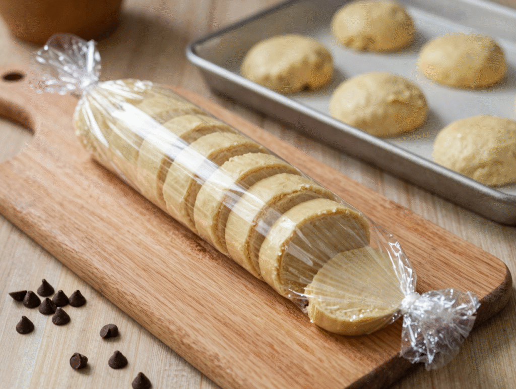 Boudin de pâte à cookies tranché en rondelles prêtes à enfourner