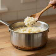 Casserole au fond brûlé à côté d'une casserole propre pendant le transvasement
