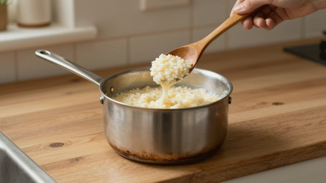Casserole au fond brûlé à côté d'une casserole propre pendant le transvasement
