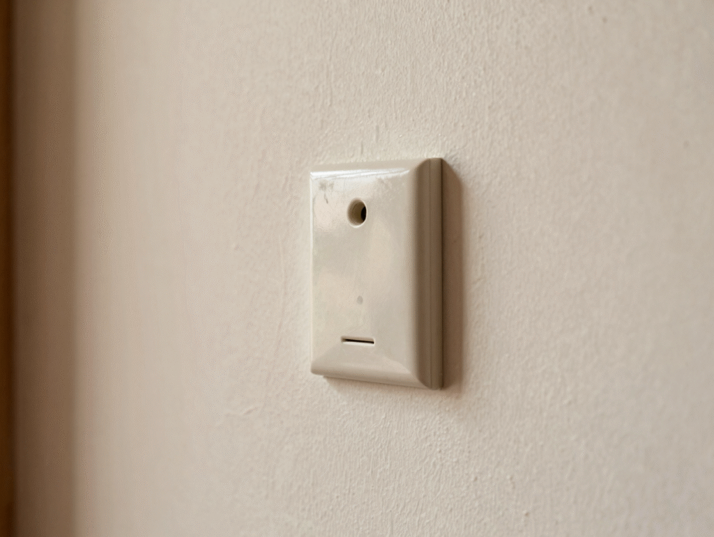 Mur blanc mat éclairé en lumière rasante révélant des différences de brillance et des traces grises