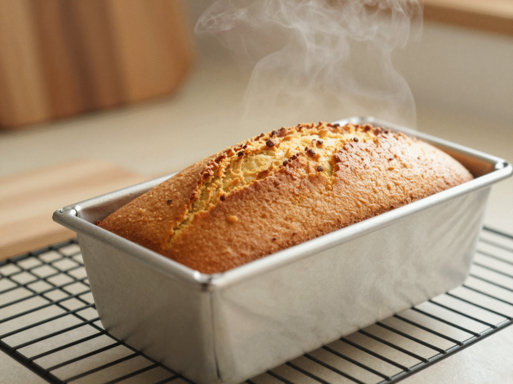 Cake doré qui se détache de son moule grâce aux débords de papier cuisson