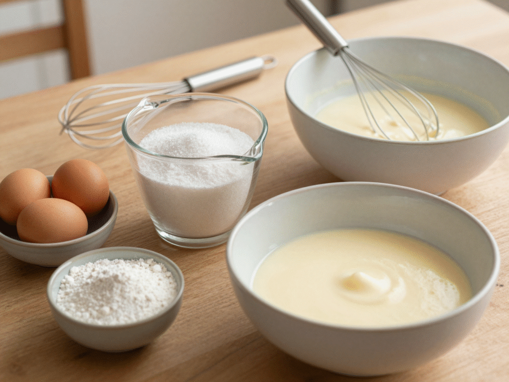 Le pot de yaourt en verre sert de mesure pour tous les ingrédients du gâteau