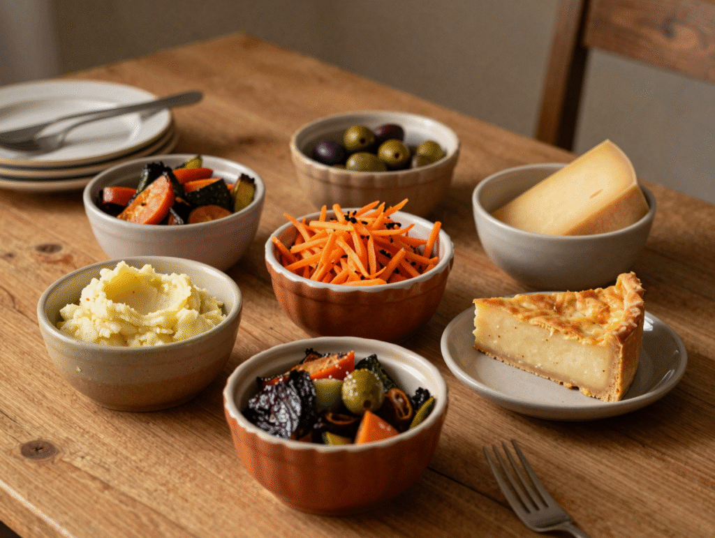 Petits bols de restes disposés sur la table pour la soirée restes du vendredi